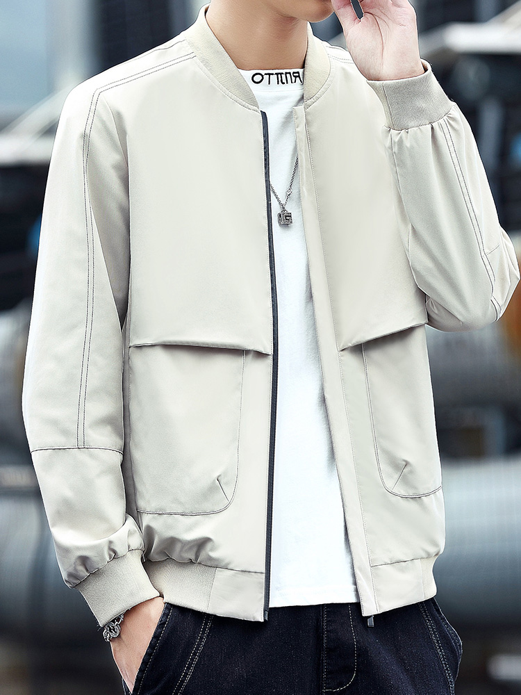 2020 popular jacket men's autumn jacket stand collar jacket white line thin jacket | WebRaoVat - webraovat.net.vn