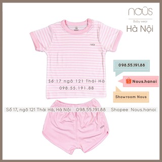 Bộ cài vai cộc petit kẻ hồng nous