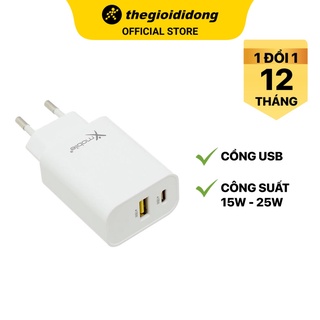 Adapter sạc 2 cổng type c pd xmobile qp-1eu trắng