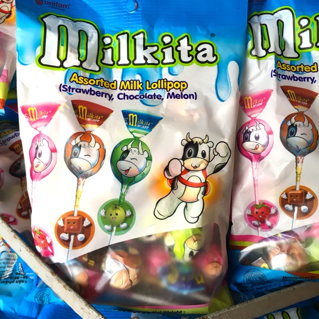 KẸO MÚT SỮA MILKITA 15 QUE/GÓI HƯƠNG HỖN HỢP (SOCOLA, DÂU, DƯA LƯỚI)