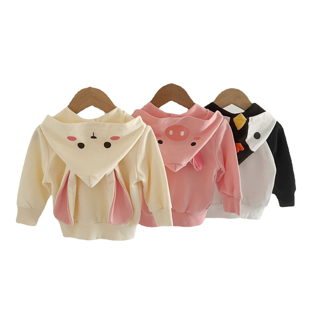 Áo Khoác Cardigan Cotton Tay Dài Có Nón Mẫu Mới 2022 Cho Bé Gái