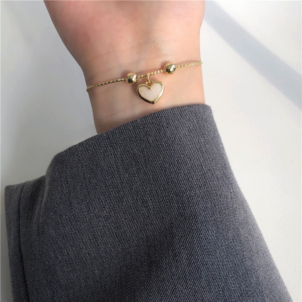 Vòng đeo tay hợp kim mặt họa tiết trái tim đính đá đáng yêu