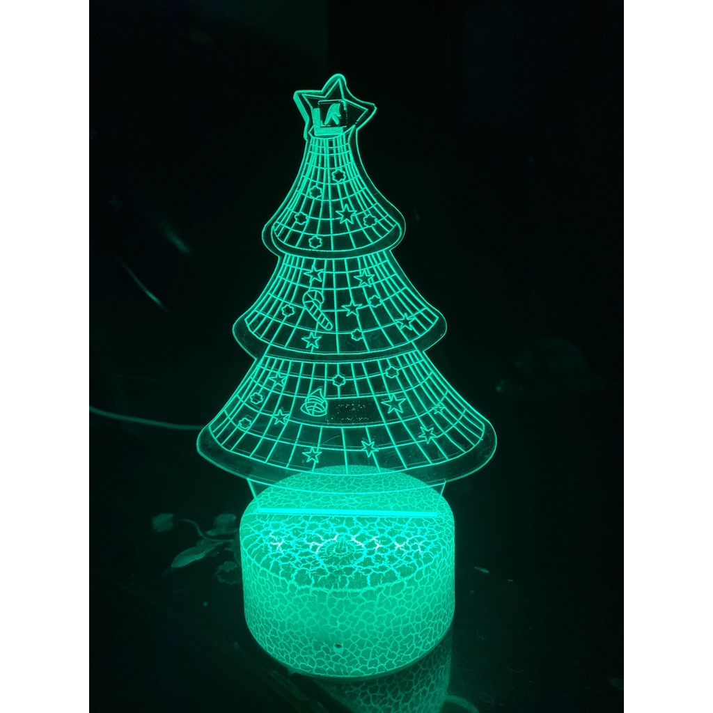 Đèn led trang trí mica 3D cây thông noel – Làm quà tặng, đồ trang trí, đèn ngủ