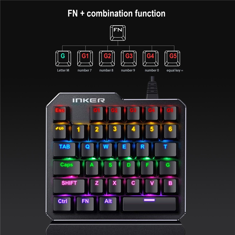 Rnvn K585 One-handed RGB Luminous Green Axis Mechanical Game Keyboard Rnvv