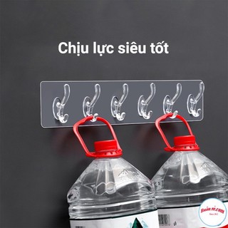 Móc treo dán tường nhà tắm nhà bếp 6 móc cố định - loại 1 thanh dài 6 móc