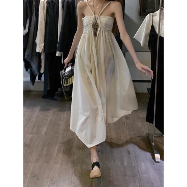 Đầm dài maxi dáng suông hai dây nhẹ nhàng phong cách Hàn Quốc
