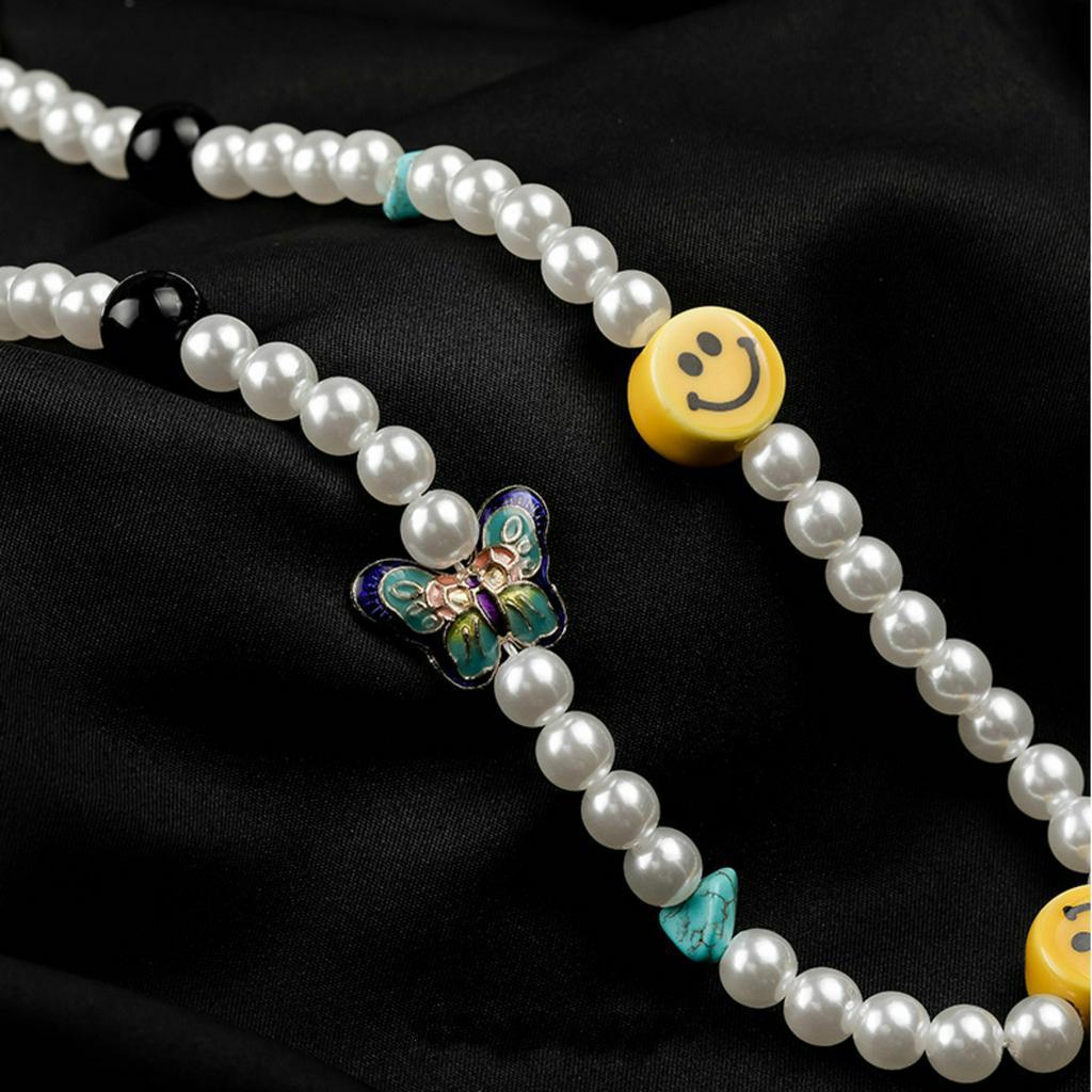 Dây chuyền chuỗi dài xỏ hạt hình bướm mặt cười thời trang