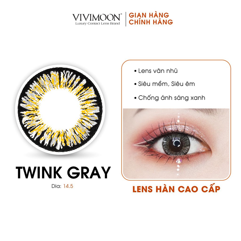 Lens Cận Xám Lạnh Vân Nhũ Hàn Quốc VIVIMOON Twink Gray 14.5mm