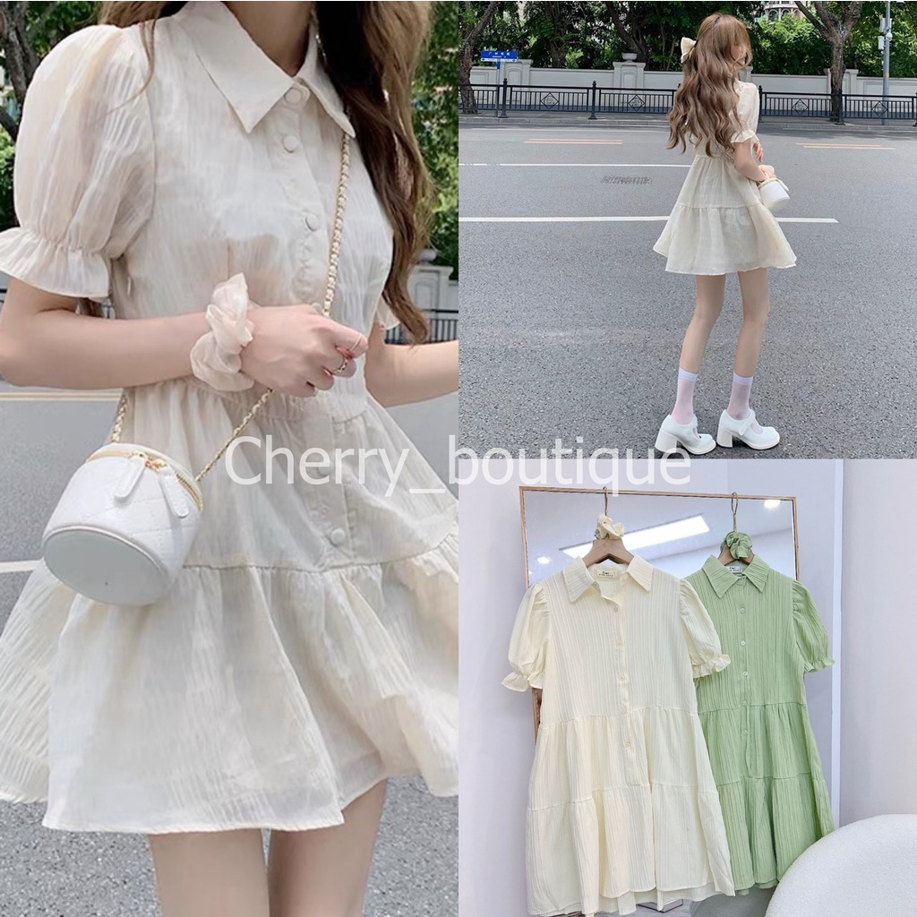 Váy babydoll hai dây dáng dài chất đũi chữ A , Đầm suông dáng xòe Vintage