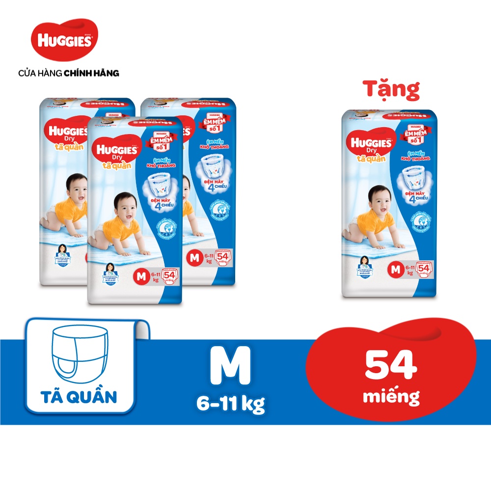 Combo 3 Tã quần Huggies Dry Pants Big Jumbo M54