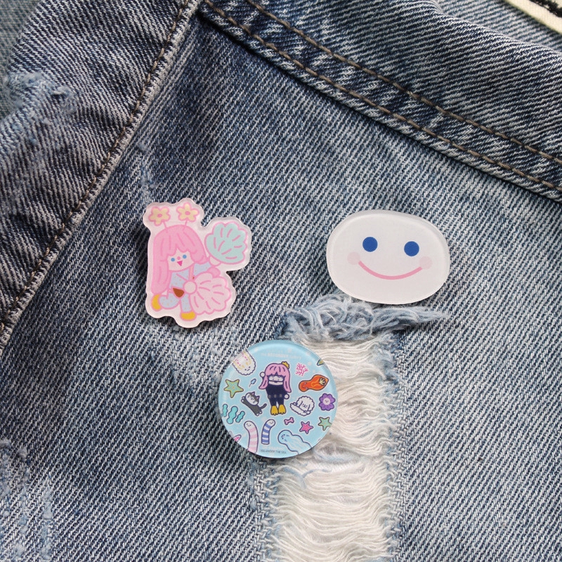 Ghim cài áo hình hoạt hình phong cách Hàn Quốc dễ thương