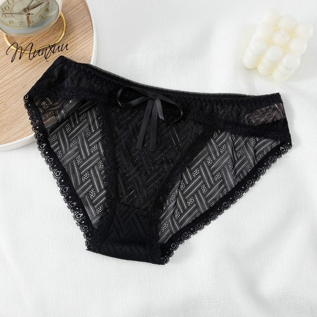 Quần lót nữ ren xuyên thấu gợi cảm MUNXUU, vải ren gấm cao cấp mềm mại thoáng mát- QC124
