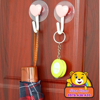Set 2 móc hít chân không treo đồ hình trái tim / Vỉ 2 móc trái tim treo đồ xinh xắn