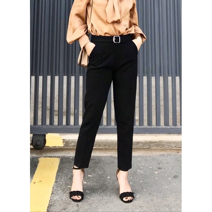 Quần Baggy Nữ Đai Ô Vuông Cạp Cao, Chất Vải Cao Cấp, Quần Vải Công Sở, Form Dáng Đẹp