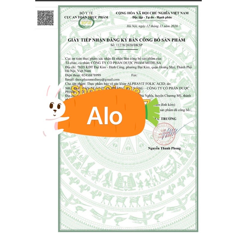 ALPHAVIT FOLIC BỔ SUNG SẮT CHO BÉ YÊU (hộp 20 ống)