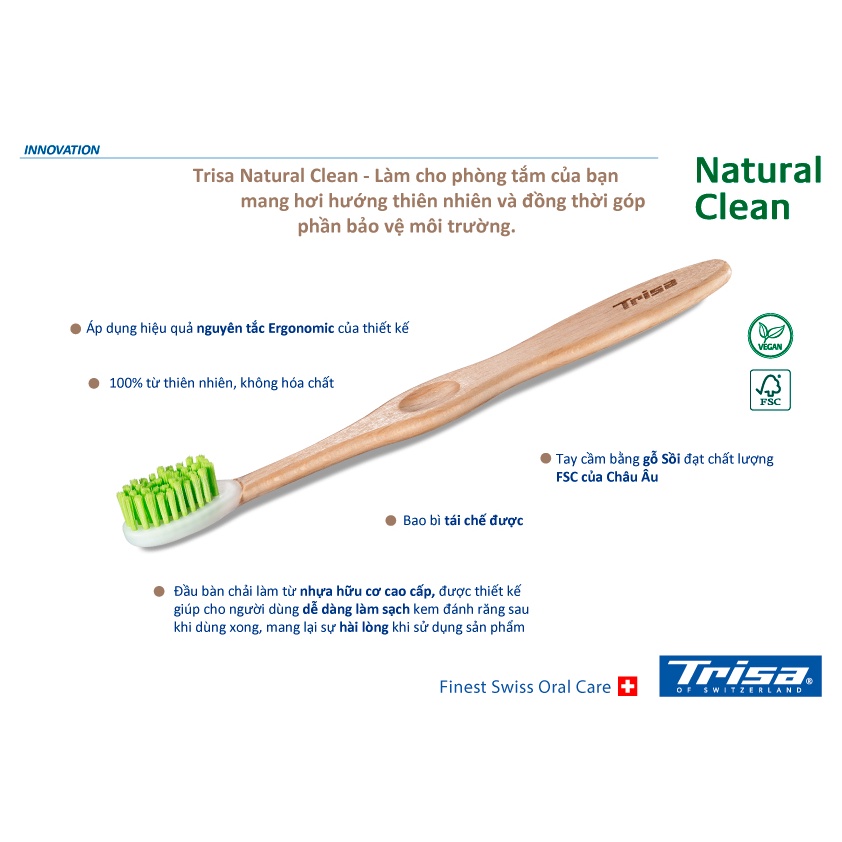 Bàn Chải Đánh Răng Thân Gỗ Trisa Natural Clean Từ Thiên Nhiên