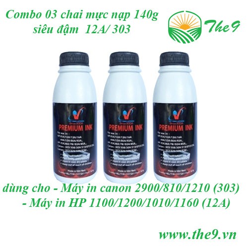 Mực Nạp máy in Canon2900 (Mực nạp 12A/303 NK)siêu đậm nét đẹp cho máy in Canon2900, 3300, .Hp1020, P2035, Pro 400, P1320