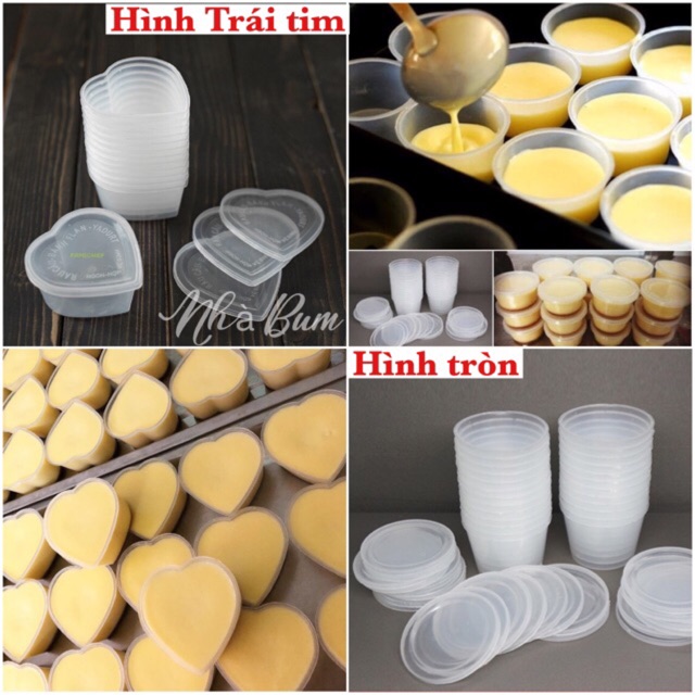 1 khuôn nhựa hình trái tim làm Flan, khuôn nhựa hình tròn làm flan- Vĩnh Trường