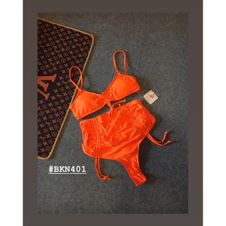 [BKN401] <ÂU> SET BIKINI ĐEN/CAM NEON (LỌT KHE) (CẠP CAO)