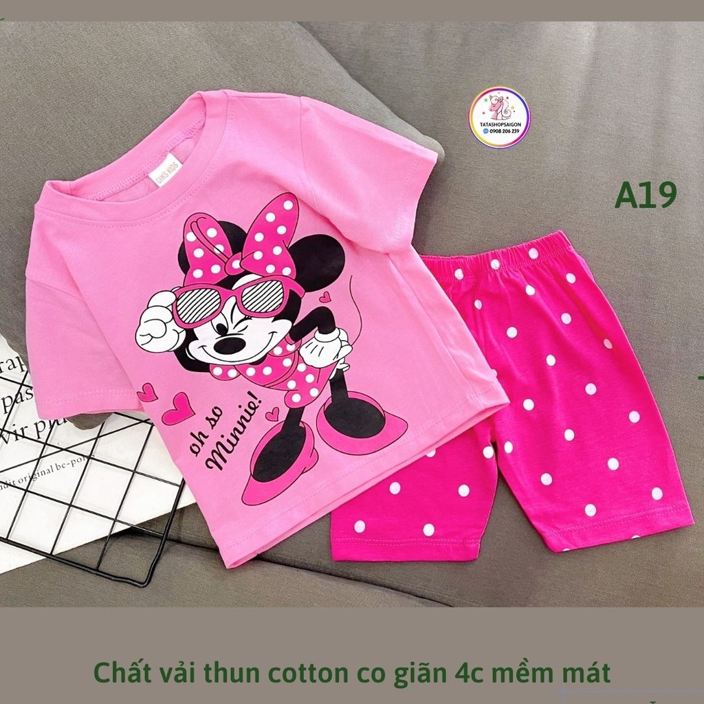 Bộ ngố bé gái - đồ bộ cho bé gái thun cotton size đại 20 đến 40kg A19