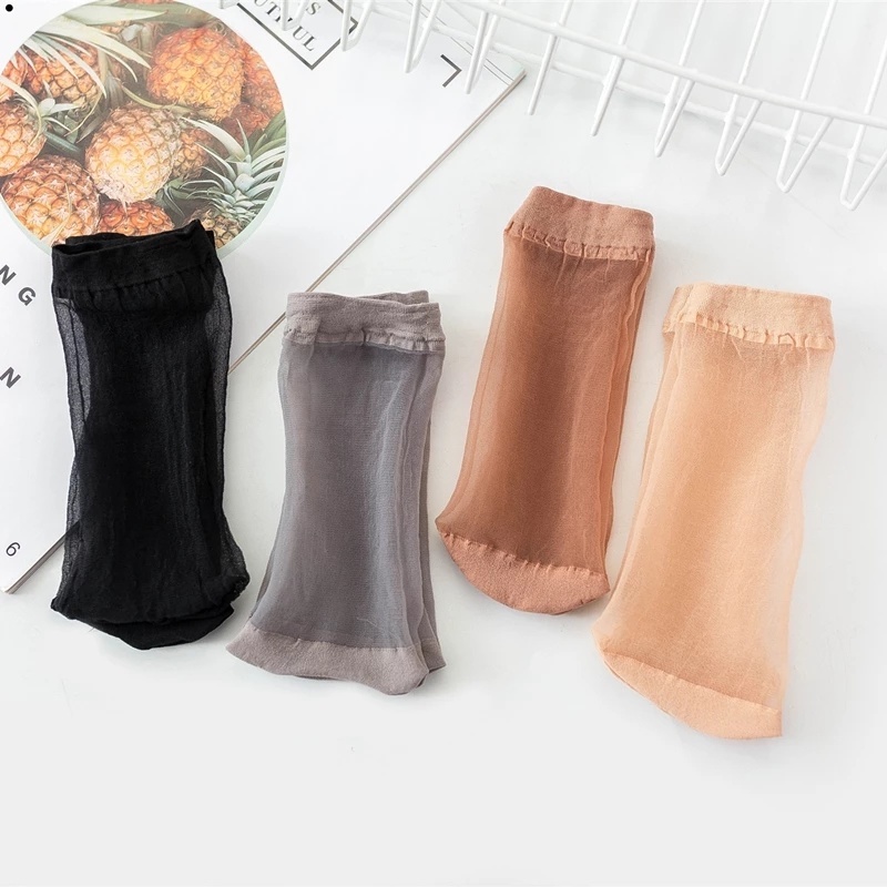 1 Đôi Tất Nhung Lụa Trong Suốt Chống Trượt Siêu Mỏng Thoáng Khí Thời Trang Xuân Hè Cho Nữ