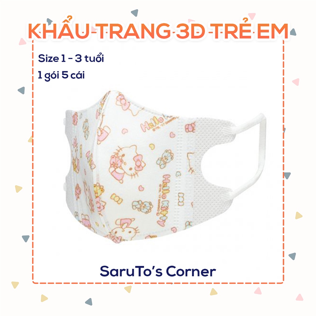 Nội Địa Nhật - Khẩu trang 3D cho bé gái 1-3 tuổi hình hoạt hình màu sắc dễ thương
