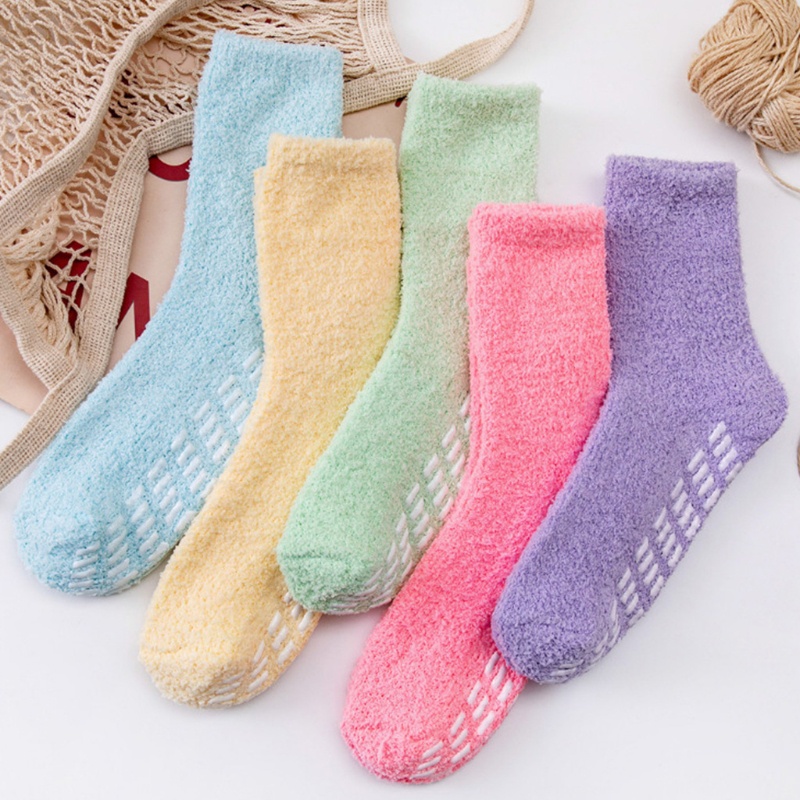 Youyo Vớ Lông Cừu Mềm Mịn Màu Kẹo Trơn Chống Trượt Ấm Áp Mùa Đông Cho Nữ