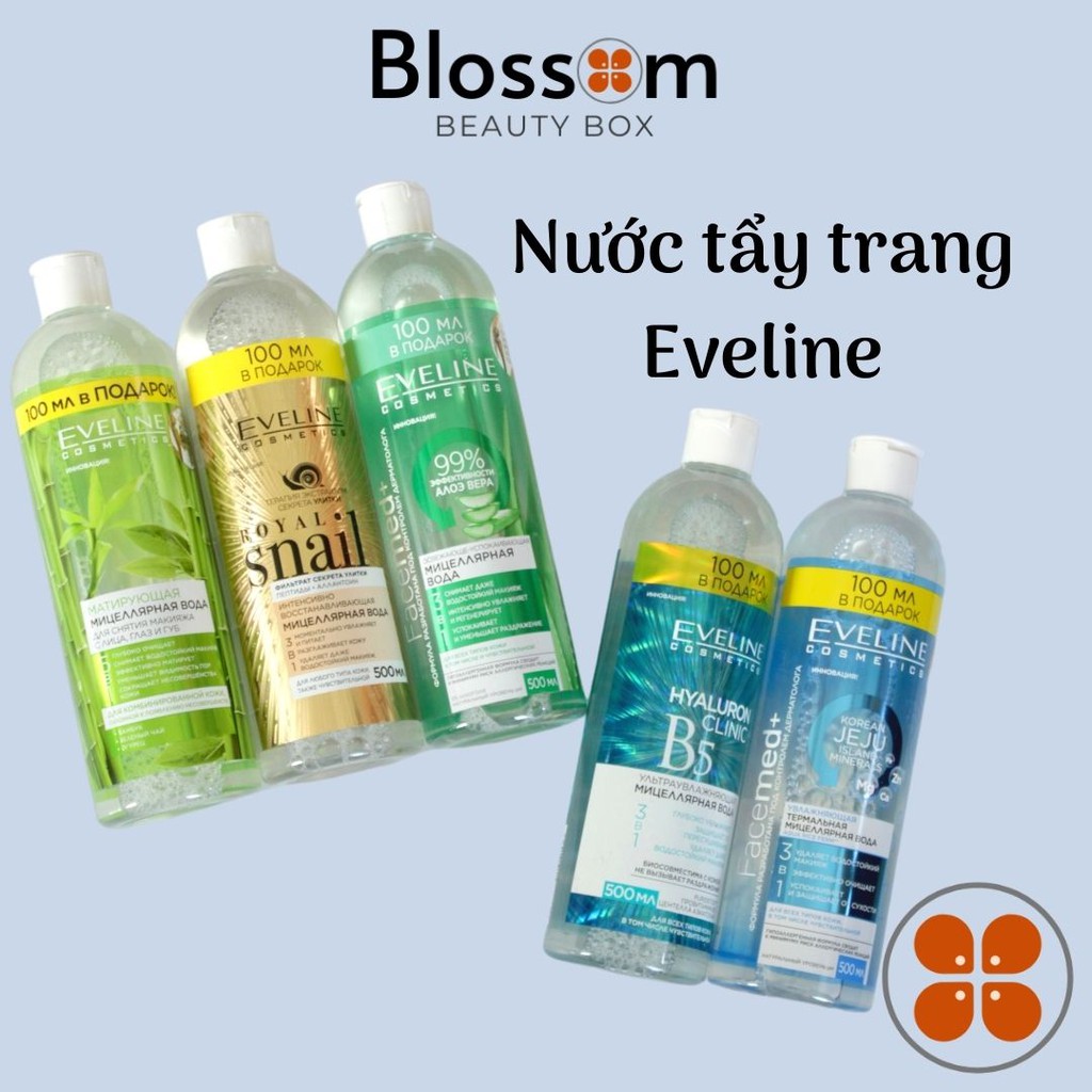 500ml tẩy trang Eveline Jeju, lô hội Aloe, B5 siêu sạch và lành tính