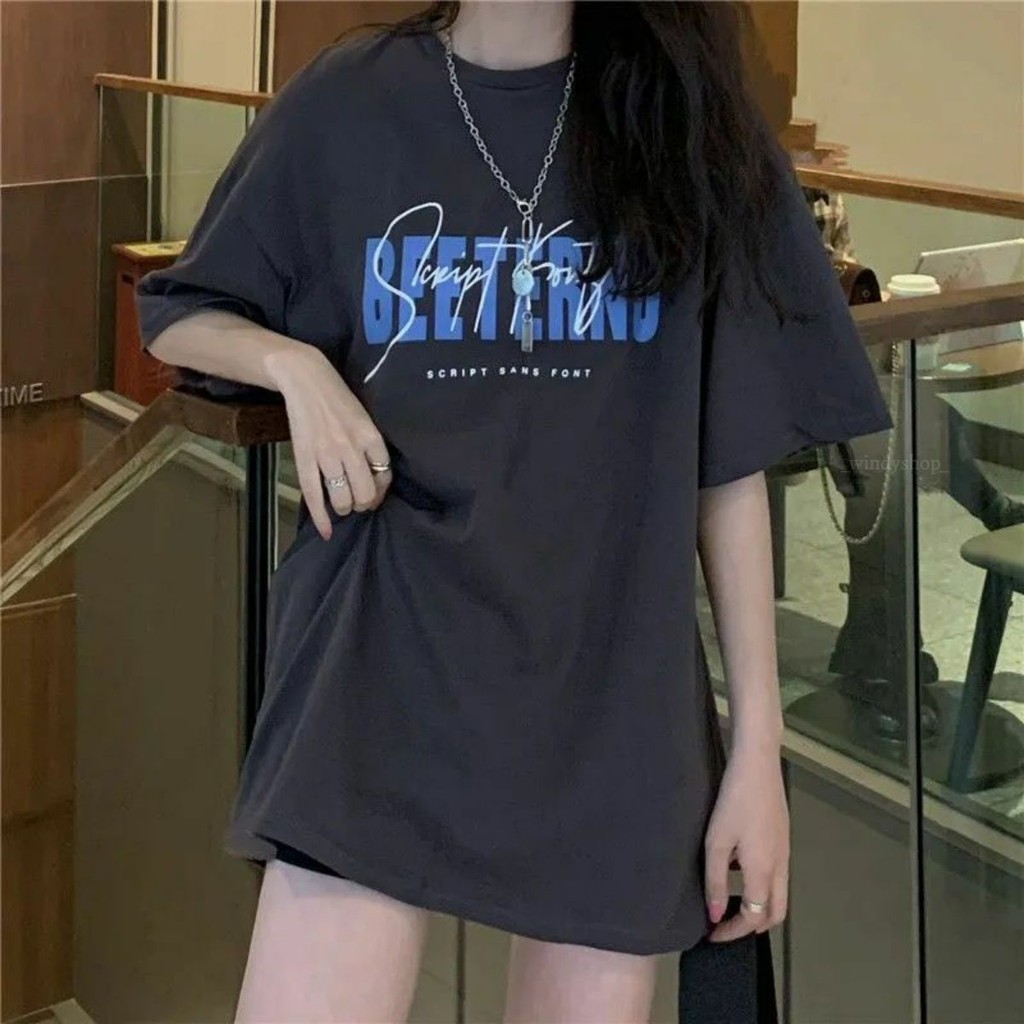 Áo Thun Tay Lỡ 100% Cotton Nam Nữ Unisex Form Rộng In Họa Tiết Chữ Ký