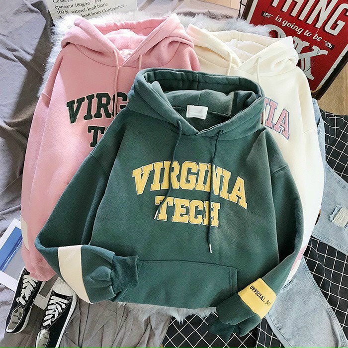 Áo hoodie nỉ loại 1 có nón, in chữ Virginia.Tech. Chất dày dặn cực xịn