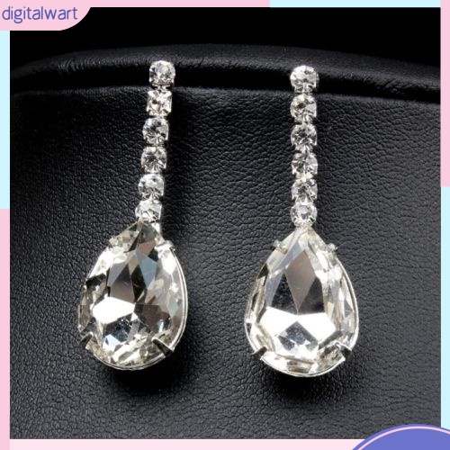 Bộ dây chuyền &amp; bông tai đính kim cương hình giọt nước cho cô dâu