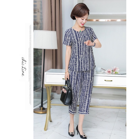 Đồ bộ trung niên nữ có túi B98 - Quần áo ngủ đẹp thời trang mặc nhà cho người lớn tuổi, mẹ, bà mùa hè cao cấp Bigsize