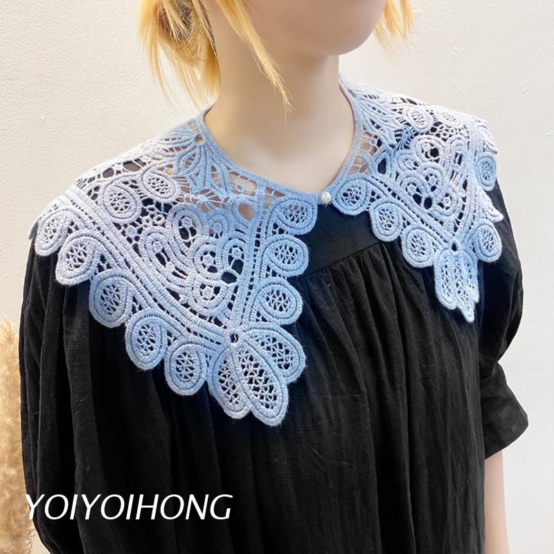 Cổ Áo Choàng Ngắn Phối Ren Hoa Màu Sắc Trơn Phong Cách Lolita Dành Cho Nữ