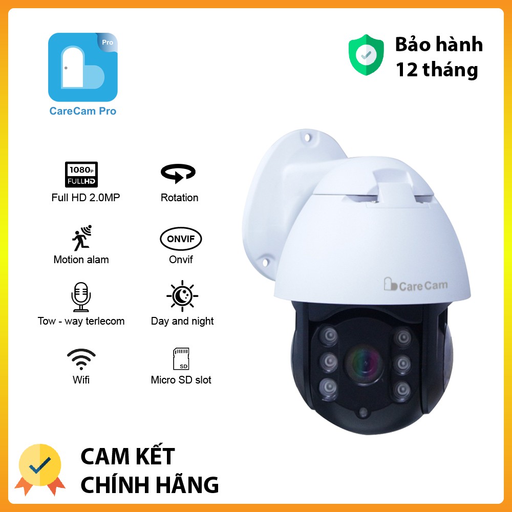 Camera ip wifi giám sát PTZ Carecam FullHD 2.0MP ngoài trời hồng ngoại cảnh báo động chuyển động, xoay 360 | BigBuy360 - bigbuy360.vn