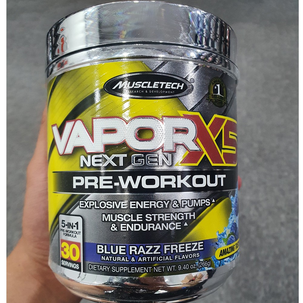 Pre-Workout Vapor X5 của MuscleTech tăng sức mạnh sức bền trước tập cho Gymer 30 lần dùng - Hàng Chính hãng