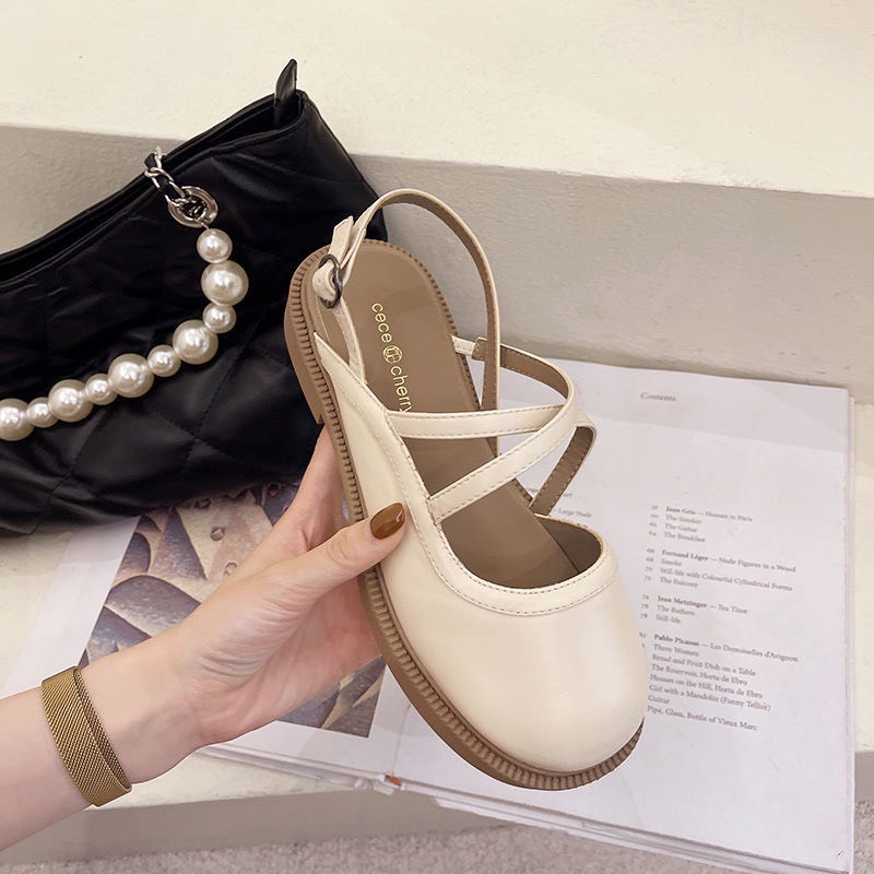 Giày búp bê nữ, Lolita đế cao 3 phân chất đẹp 2 quai chéo tôn chân dễ phối đồ