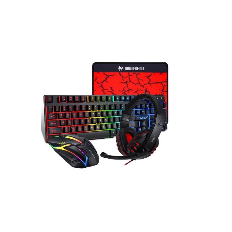 Bàn phím+chuột +lót chuột +tai nghe T-WOLF TF800 LED -Chính hãng