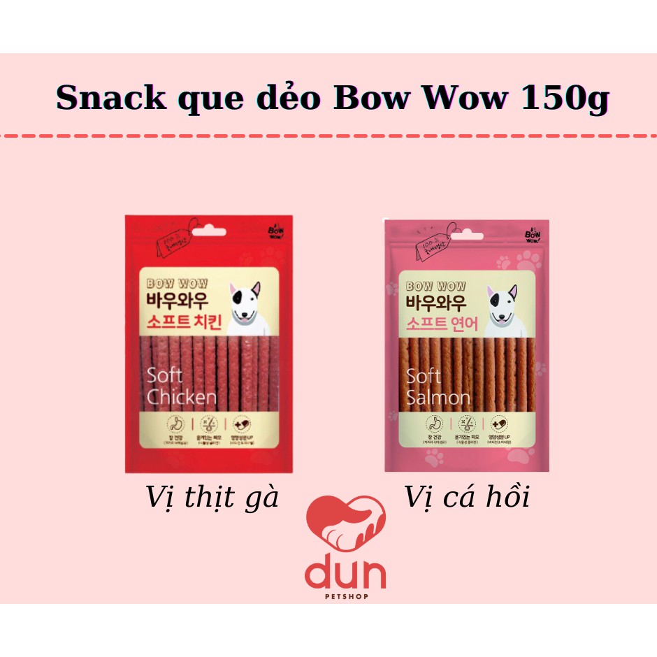 Snack que dẻo vị thịt gà Bow Wow cho chó (150g)