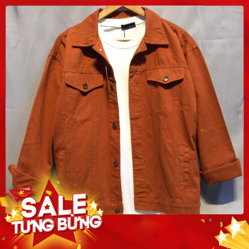 -HÀNG NHẬP KHẨU áo khoác kaki jean UNISEX Nam Nữ đều mang được - màu cam đất -phom rộng - ABC7 Liên hệ mua hàng 084.209.