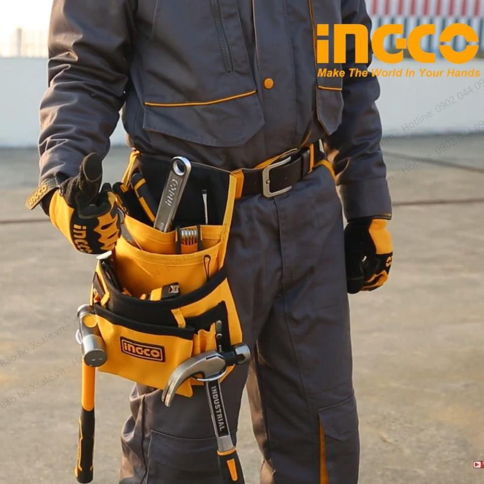 Túi đồ nghề dụng cụ túi đựng đeo hông Ingco HTBP01011 đa năng cơ khí, điện lạnh, công trình, vải polyester siêu bền bỉ