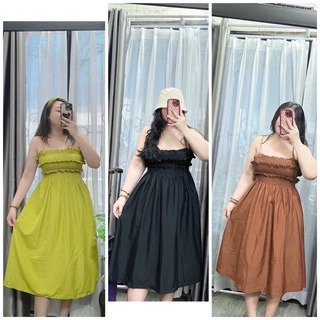 BIGSIZE Đầm 2 dây nhún ngực 55-95kg