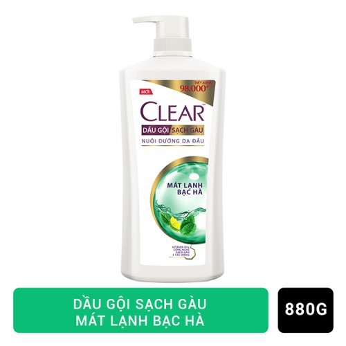 Dầu gội sạch gàu Clear mát lạnh bạc hà 880g