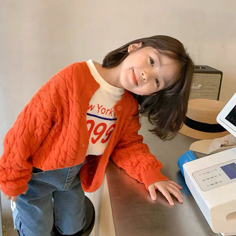 Áo Sweater Dệt Kim Phong Cách Hàn Quốc Xinh Xắn Cho Bé Gái
