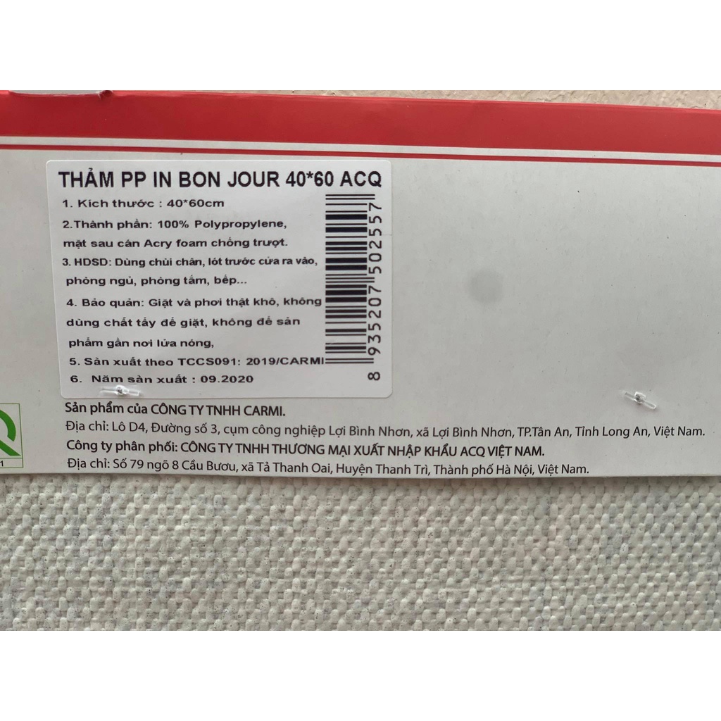 Thảm cửa chùi chân PP 40*60 hãng ACQ Việt Nam