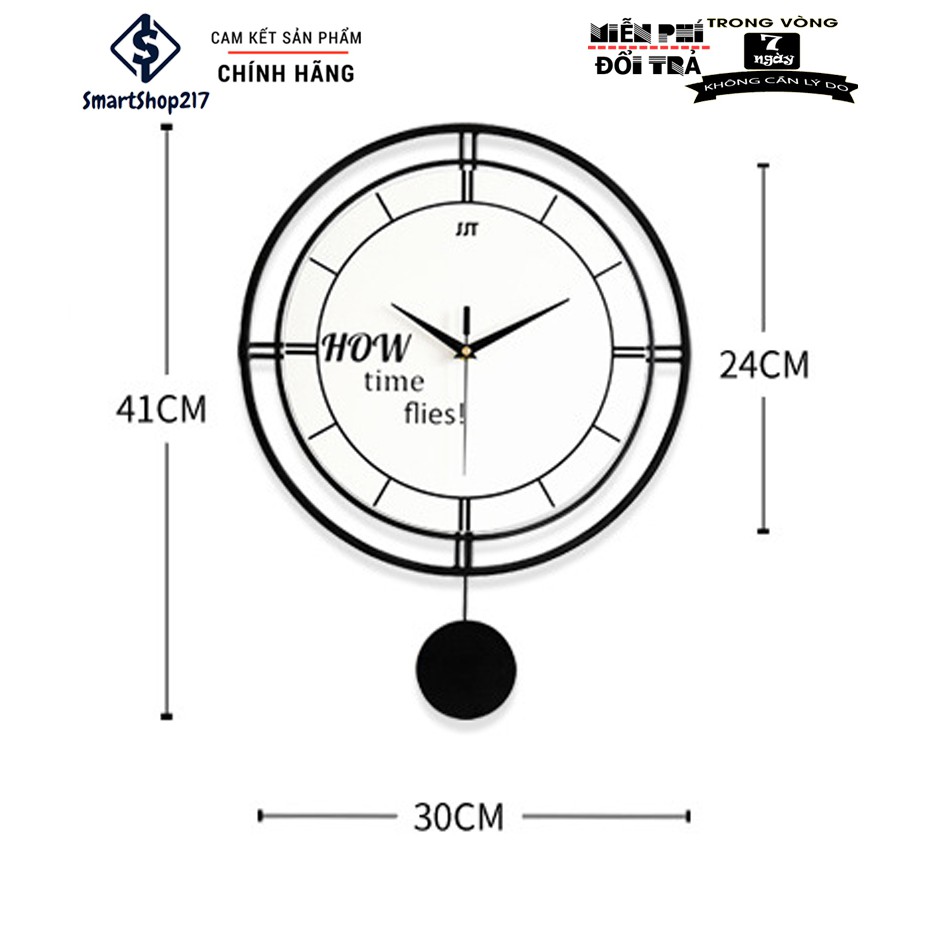 [DH-019] Đồng Hồ Treo Tường Trang Trí Quả Lắc (Tặng Decal trang trí + Bộ Kim dự phòng + Đinh treo chống hỏng tường)