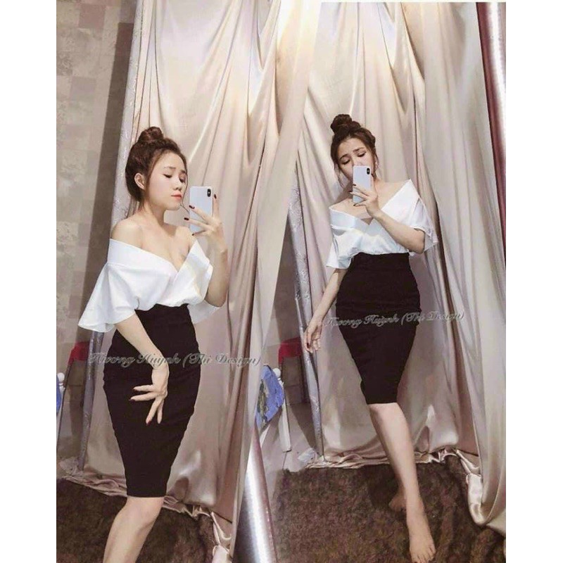 💋💋BIG SIZE SET ÁO TRỄ VAI & CHÂN VÁY ÔM ( MS759)