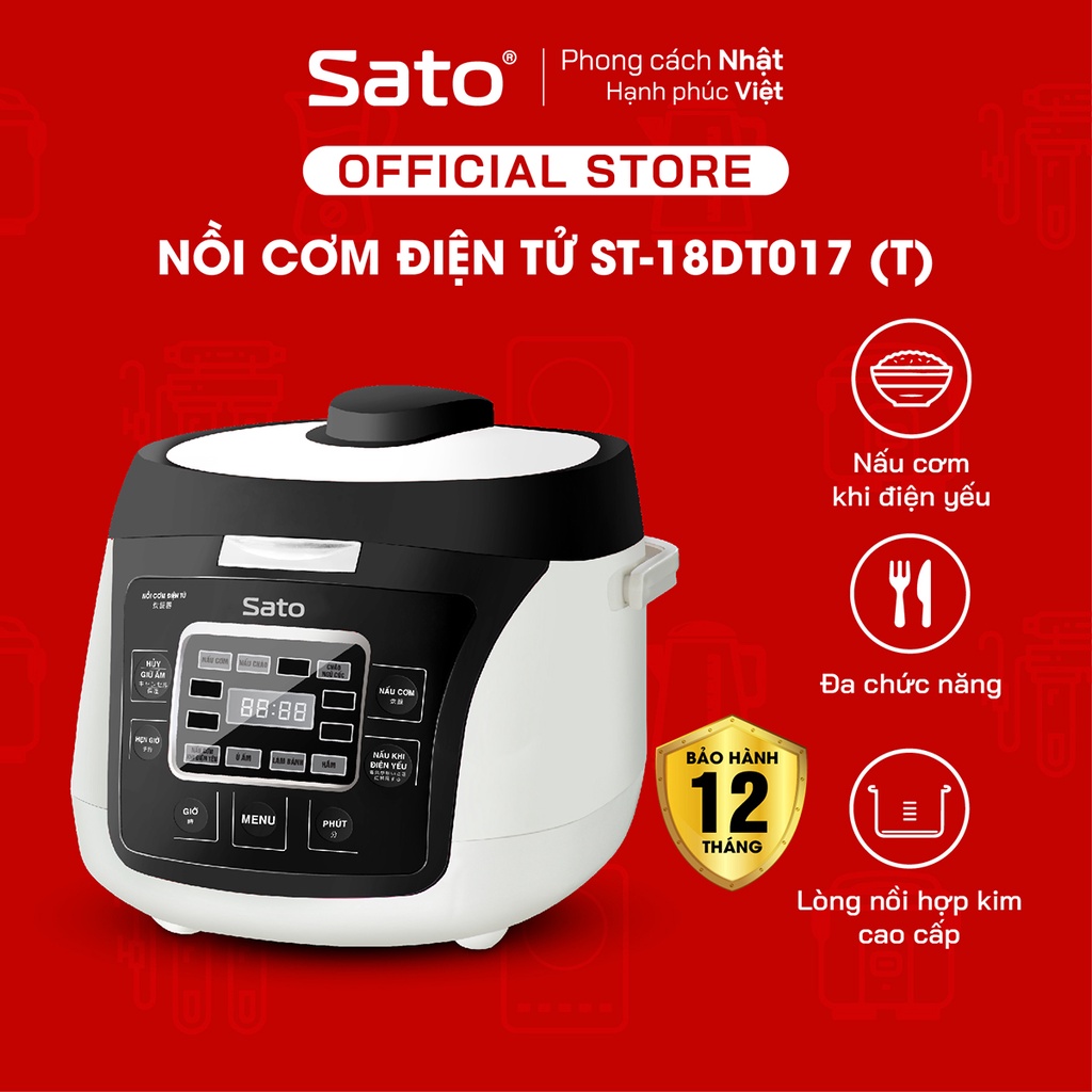 Nồi cơm điện tử đa năng thông minh SATO ST-18DT017 1.8L - Bảo hành chính hãng 12 tháng