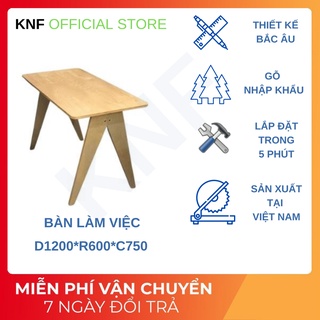 Bàn học-bàn làm việc-bàn đa năng thông minh gỗ tự nhiên plywood vân sồi KNF,thiết kế châu Âu, kích thước D120*R60*C75cm