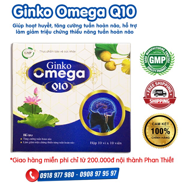 Ginkgo Omega Q10 - Hỗ trợ tăng cường tuần hoàn não, làm giảm triệu chứng thiểu năng tuần hoàn não