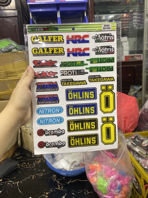 Tem dán xe nhiều chữ Galfer,liqui,nitron,hrc,.....
